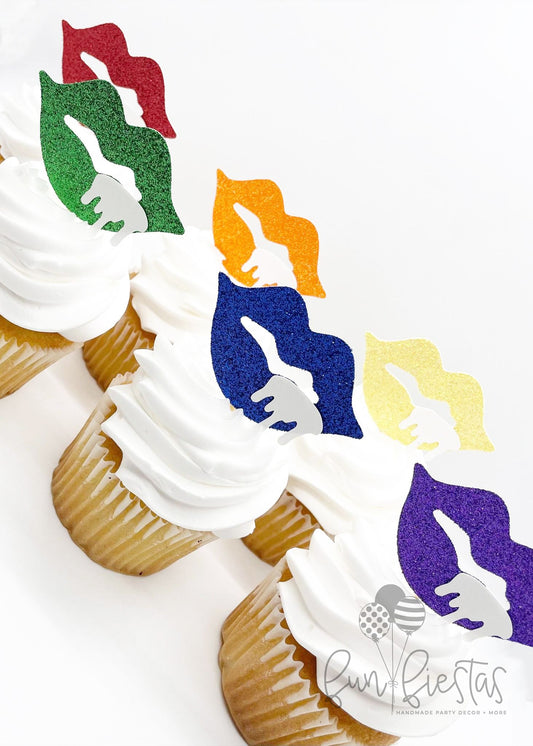 Rainbow Lip Cupcake Toppers for Bachelorette Party