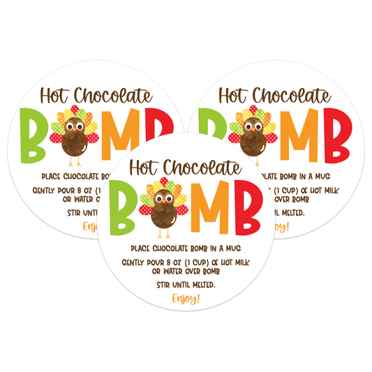 Thanksgiving Hot Chocolate Bomb Printable Stickers - Labels - Tags